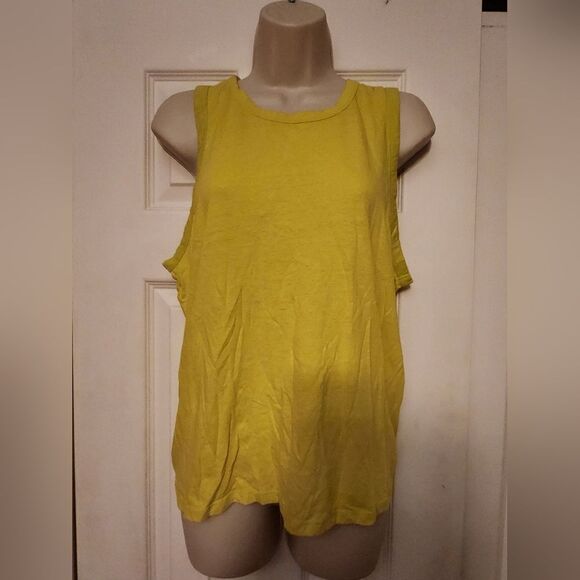 Neon yellow J Crew tank with open tied back. - Picture 1 of 5